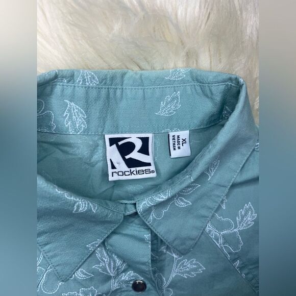 Rockies sea green pearl snap button down shirt sz XL - Picture 3 of 8
